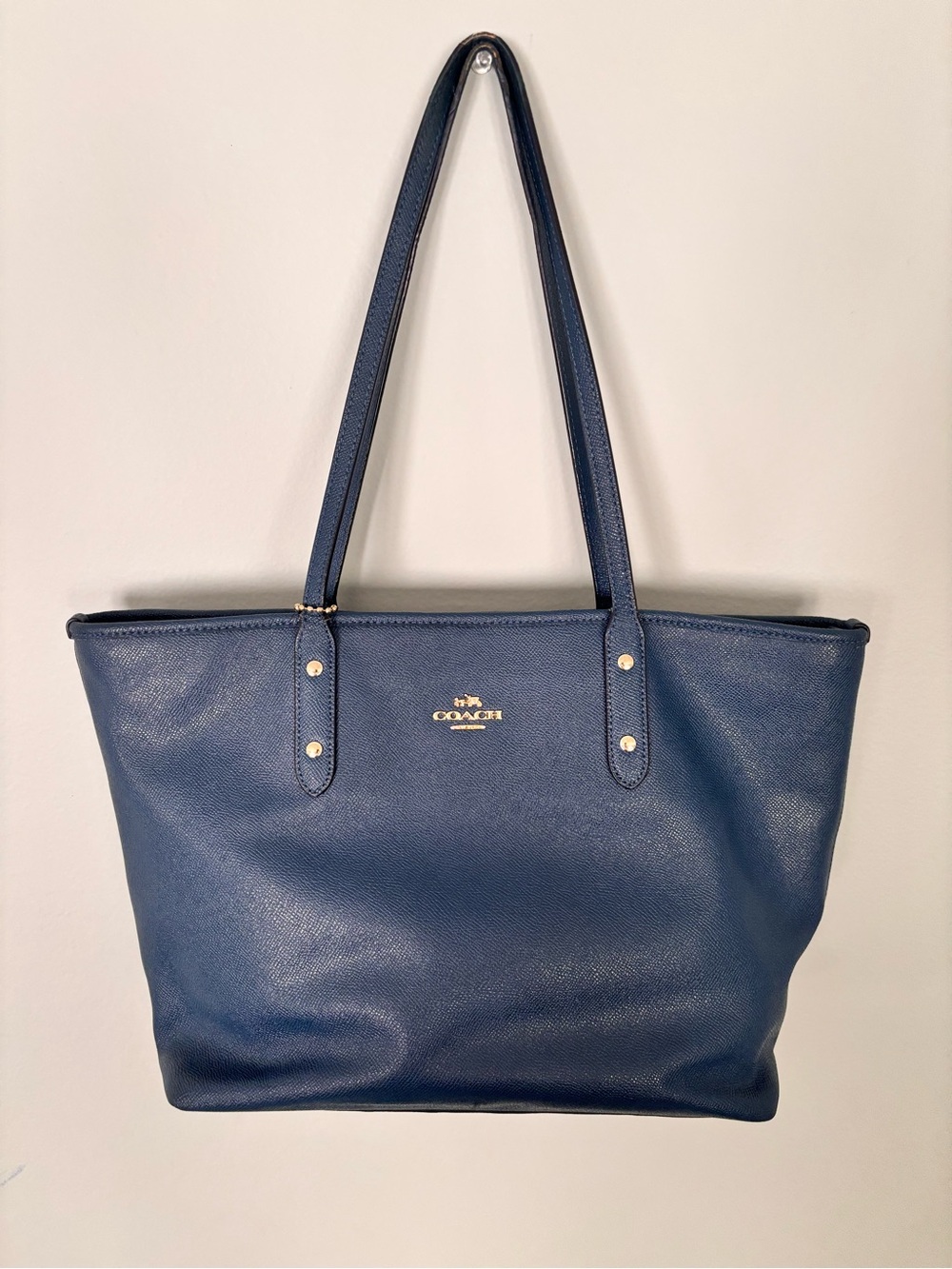 Coach Navy Leather Tote Bag